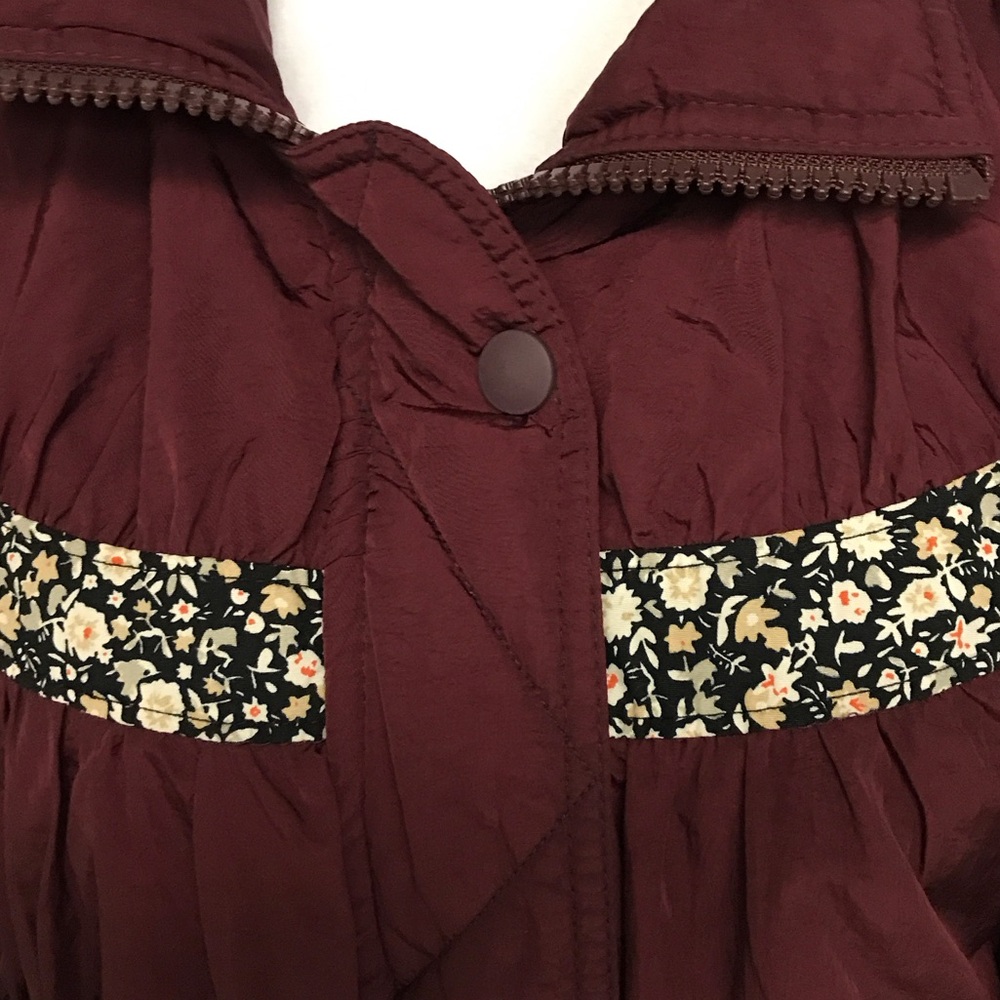 We The Free Maroon Bomber Jacket with Floral Stripes - Picture 2 of 7